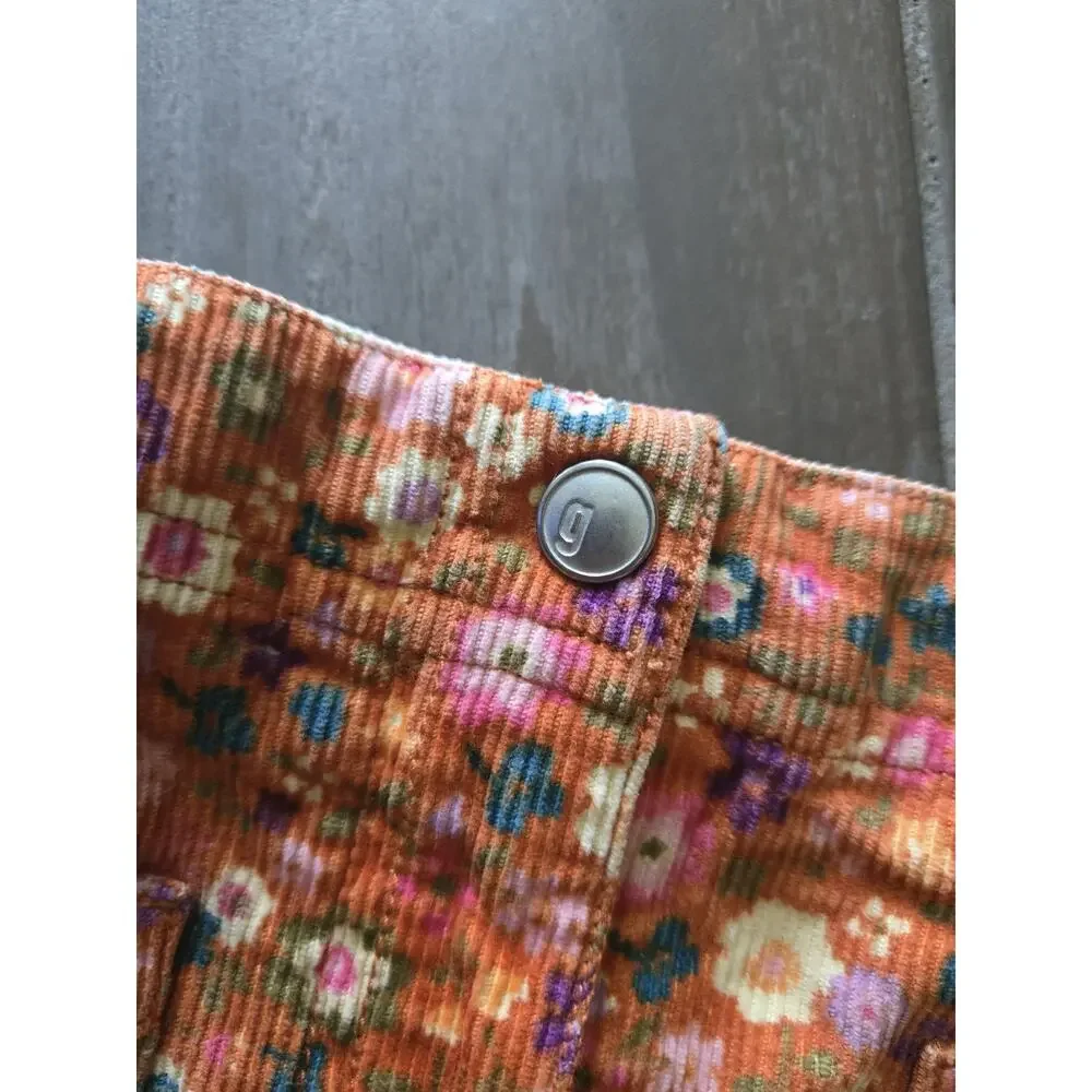 Y2K Gymboree Girls Corduroy Floral Skirt Size 6 Adjustable Waist Cotton Retro